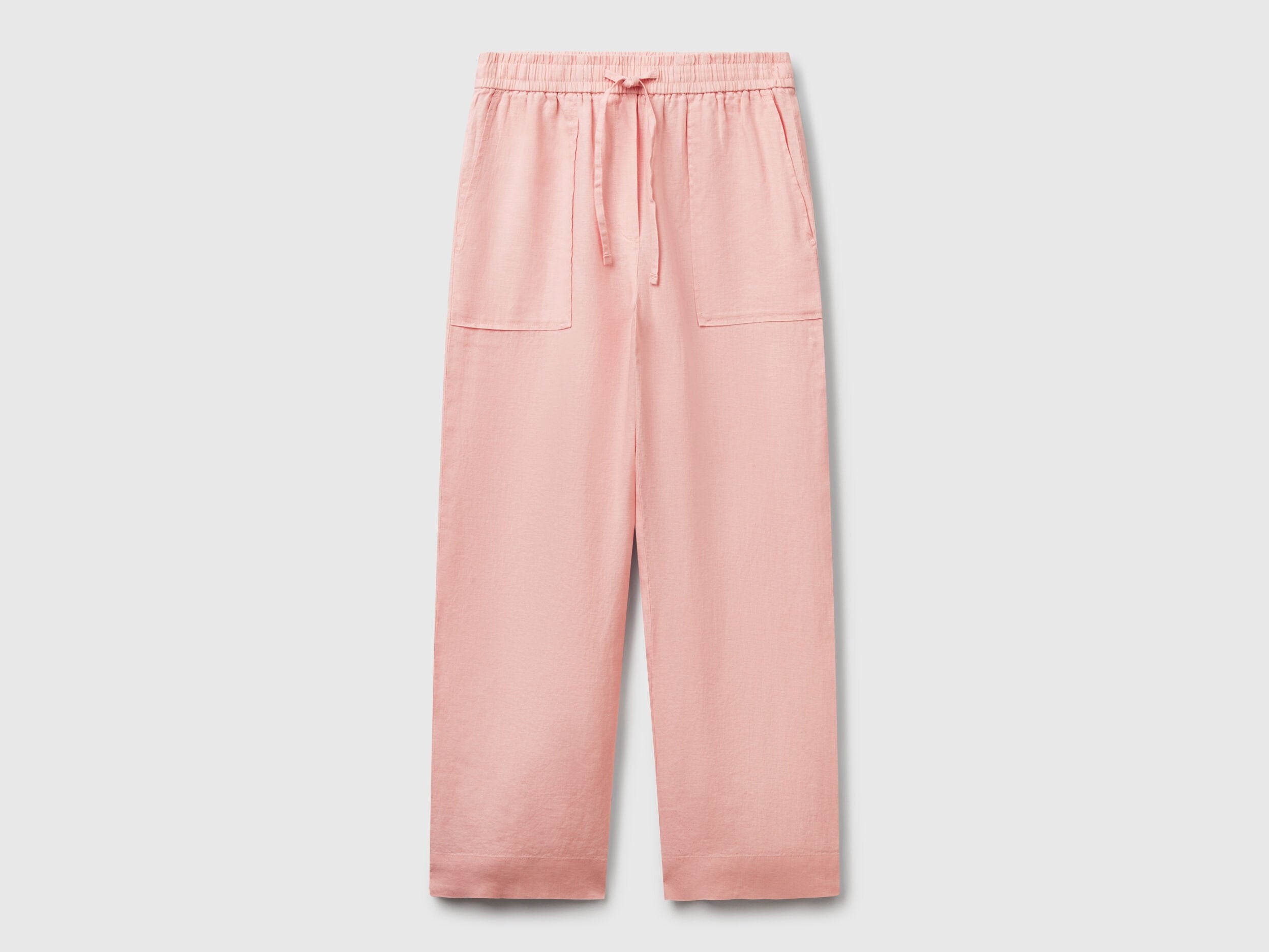 Benetton_Trousers in Pure Linen with Elastic_4AGHDF08J_04U_04