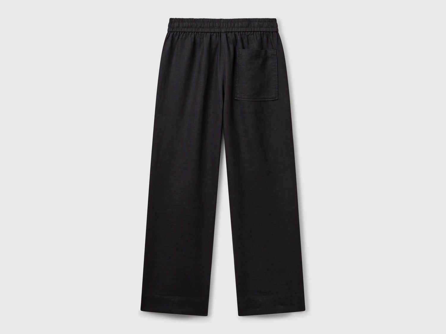 Benetton Black Women Trousers in Pure Linen with Elastic SKU: 4AGHDF08J_100 Image 02
