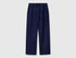 Benetton Dark Blue Women Trousers in Pure Linen with Elastic SKU: 4AGHDF08J_252 Image 01