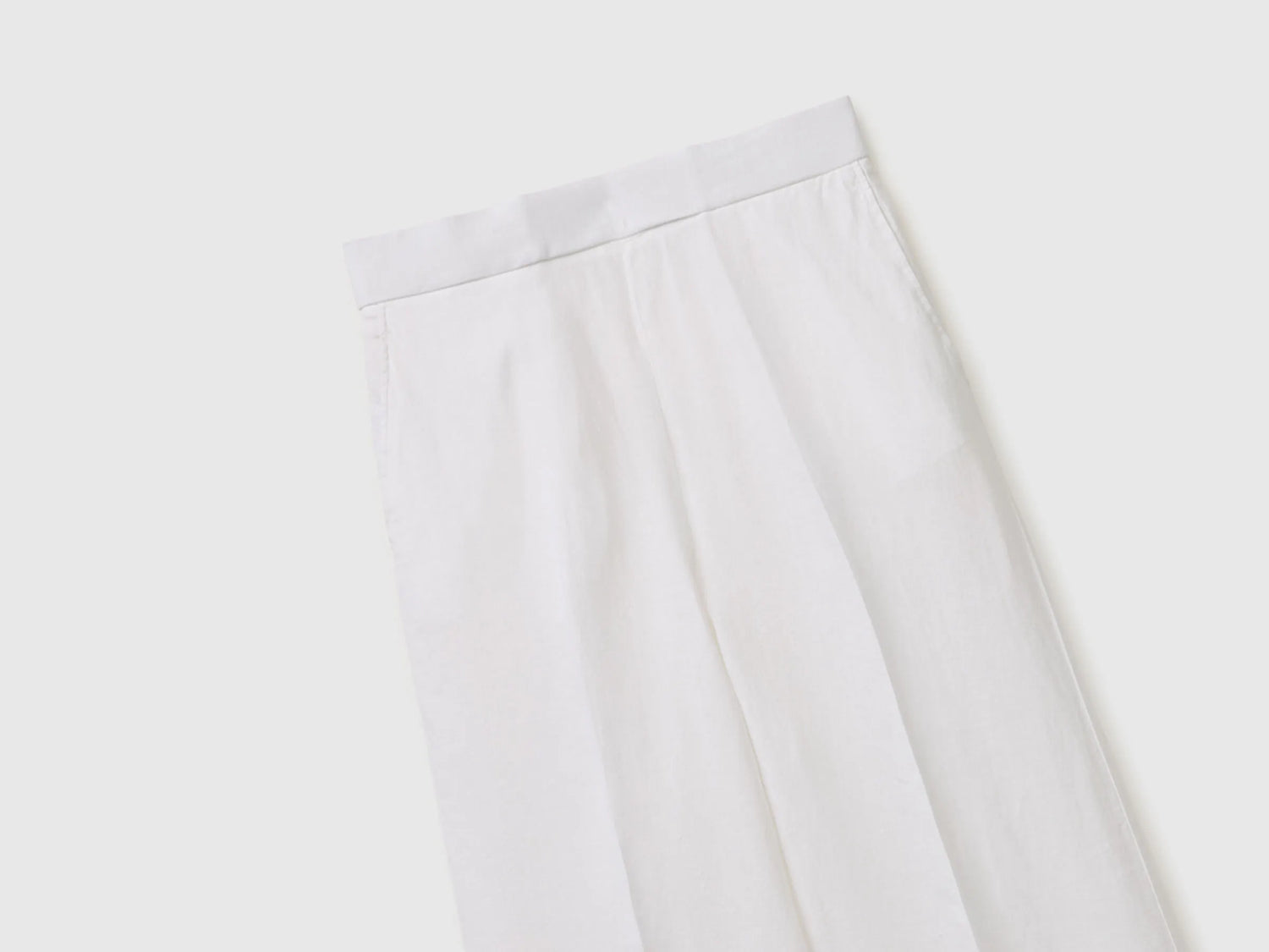 Benetton White Women Palazzo Trousers in 100% Linen SKU: 4AGHDF08K_101 Image 03