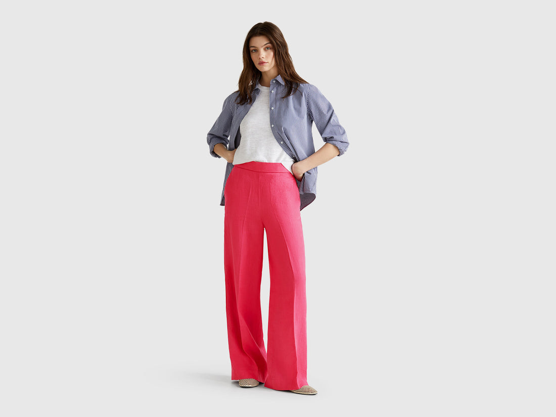 Benetton_Palazzo Trousers in 100% Linen_4AGHDF08K_12E_01