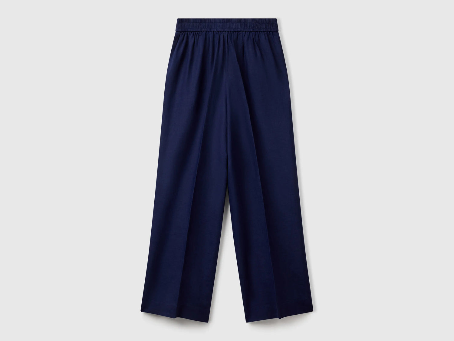 Benetton Dark Blue Women Palazzo Trousers in 100% Linen SKU: 4AGHDF08K_252 Image 02