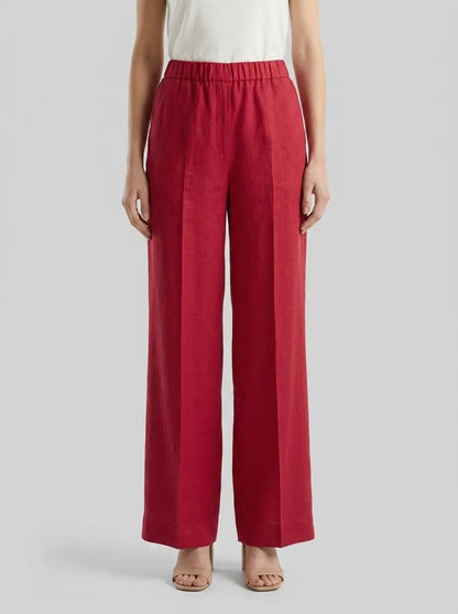 Benetton Strawberry Women Palazzo Trousers in Pure Linen SKU: 4AGHDF08K_2G1 Image 00
