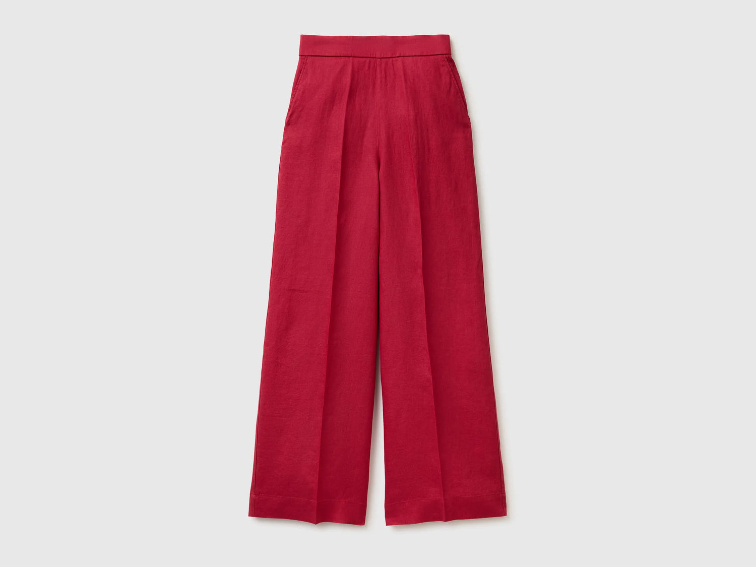 Benetton Strawberry Women Palazzo Trousers in Pure Linen SKU: 4AGHDF08K_2G1 Image 01