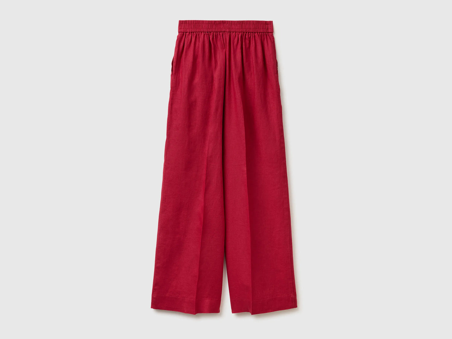 Benetton Strawberry Women Palazzo Trousers in Pure Linen SKU: 4AGHDF08K_2G1 Image 02