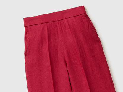 Benetton Strawberry Women Palazzo Trousers in Pure Linen SKU: 4AGHDF08K_2G1 Image 03