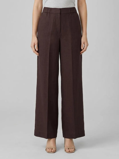 Benetton Brown Women Palazzo Trousers in Pure Linen SKU: 4AGHDF08K_33T Image 00