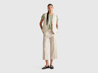 Benetton_Cropped Sweatpants in Pure Linen_4AGHDF08M_152_01