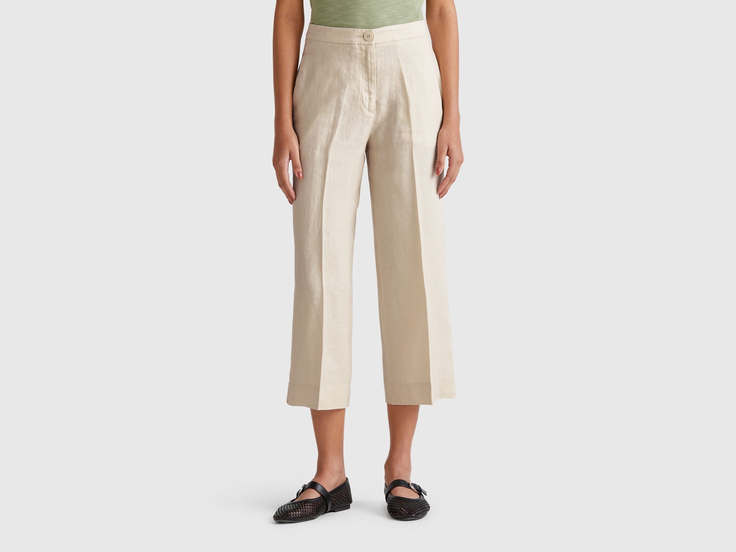 Benetton_Cropped Sweatpants in Pure Linen_4AGHDF08M_152_02
