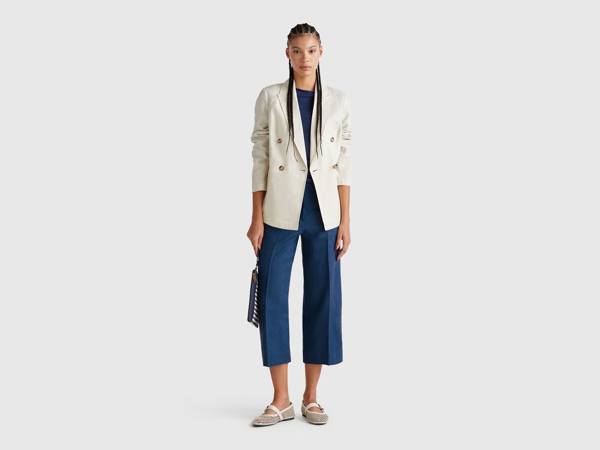 Benetton_Cropped Sweatpants in Pure Linen_4AGHDF08M_217_01