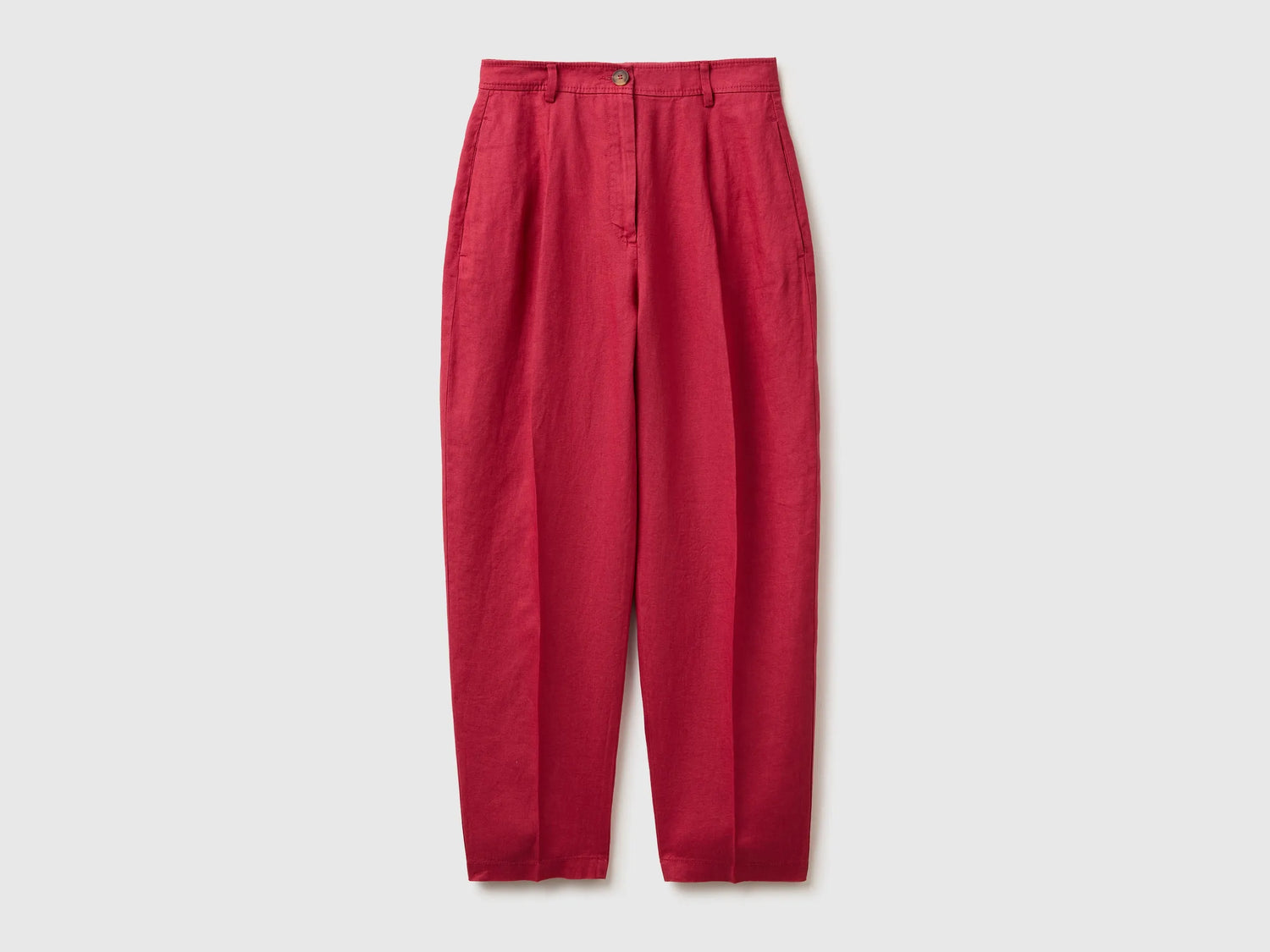 Benetton Strawberry Women 100% Linen Straight Trousers SKU: 4AGHDF0AY_2G1 Image 01