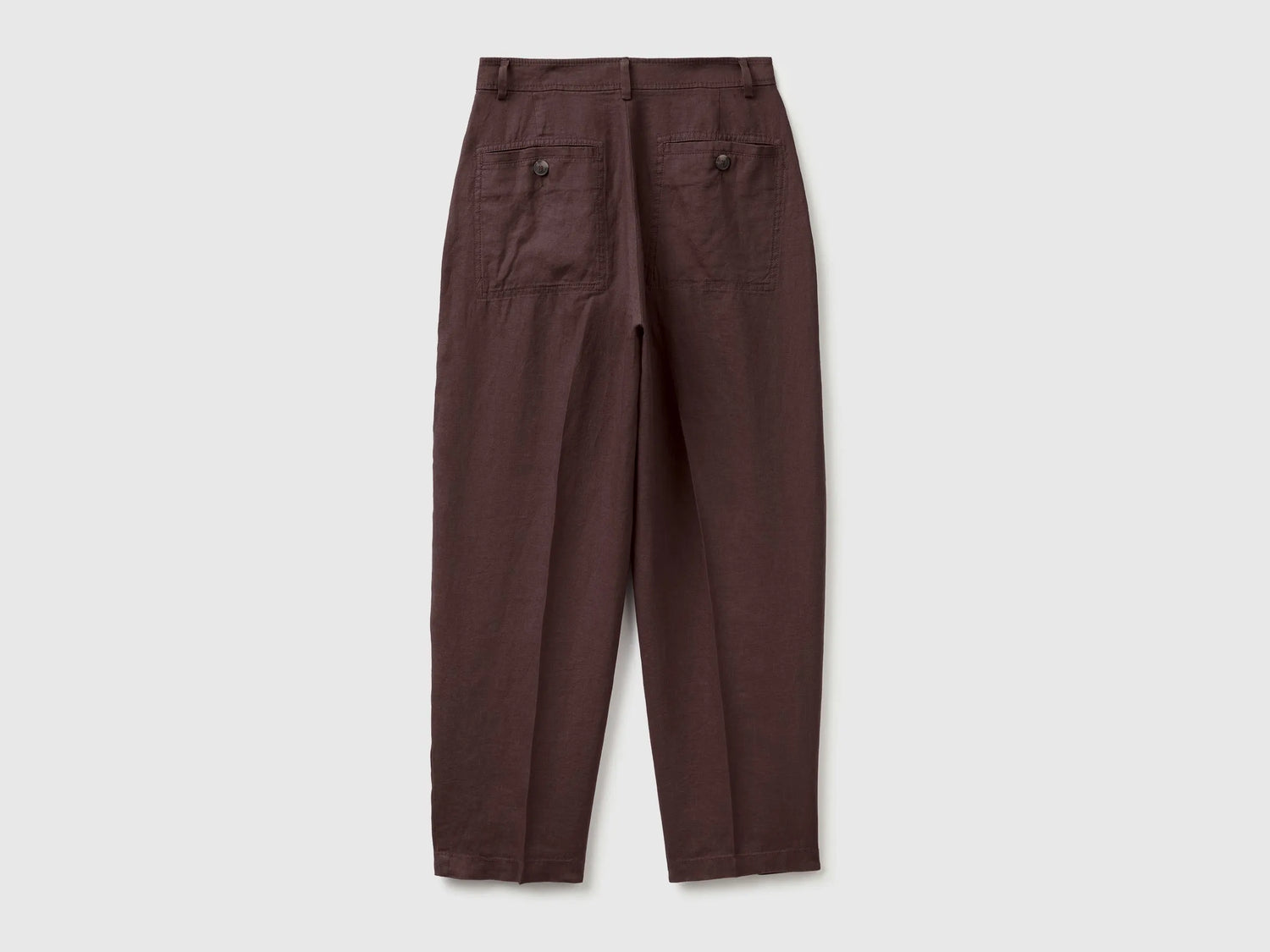 Benetton Brown Women 100% Linen Straight Trousers SKU: 4AGHDF0AY_33T Image 02
