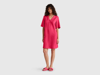 Benetton_Short Sleeve Dress in Pure Linen_4AGHDV0B0_12E_01