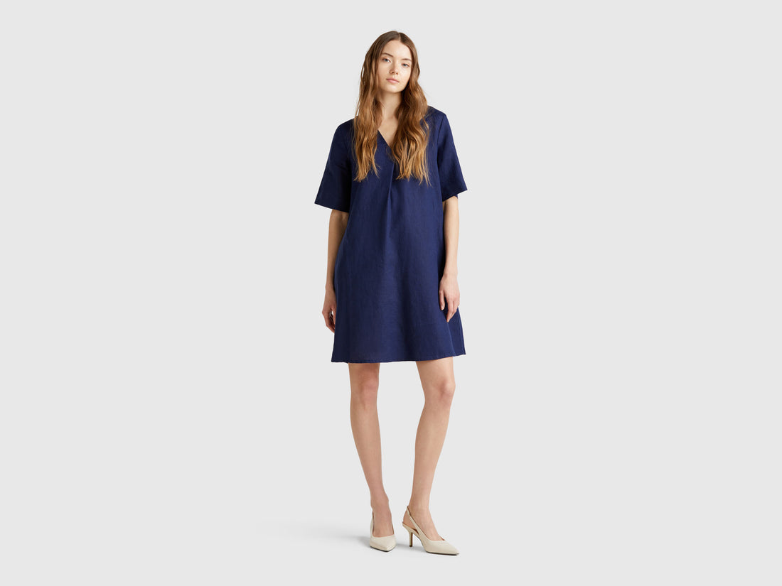 Benetton_Short Sleeve Dress in Pure Linen_4AGHDV0B0_252_01