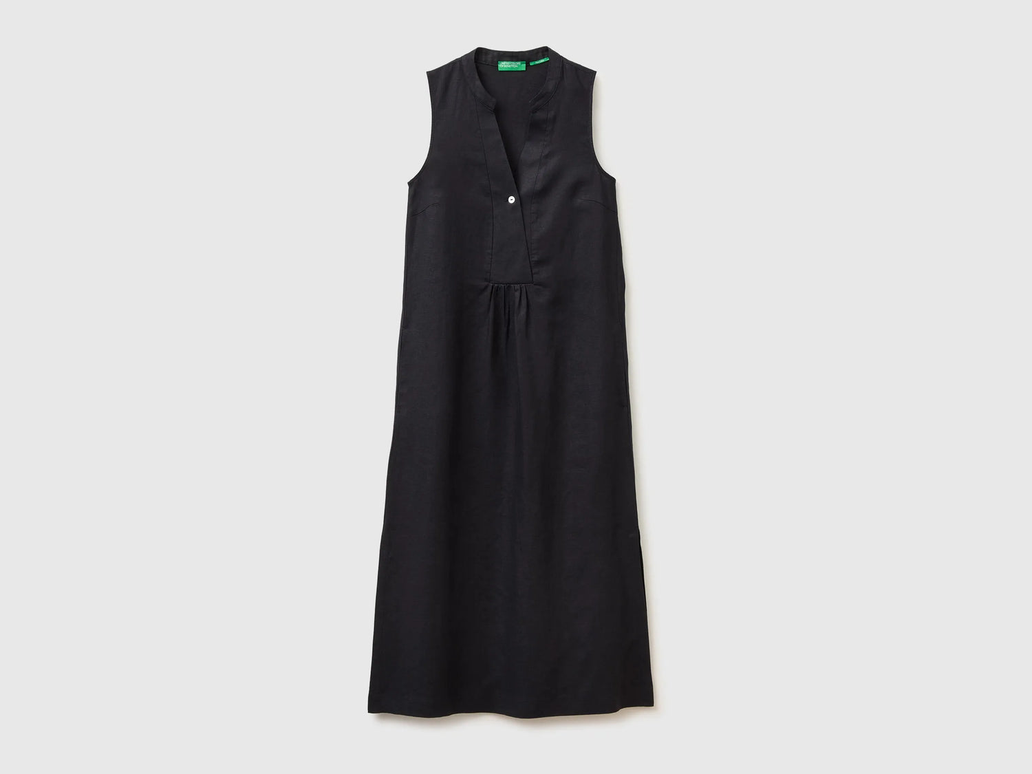 Benetton Black Women Long Dress 100% Linen SKU: 4AGHDV0CD_100 Image 01
