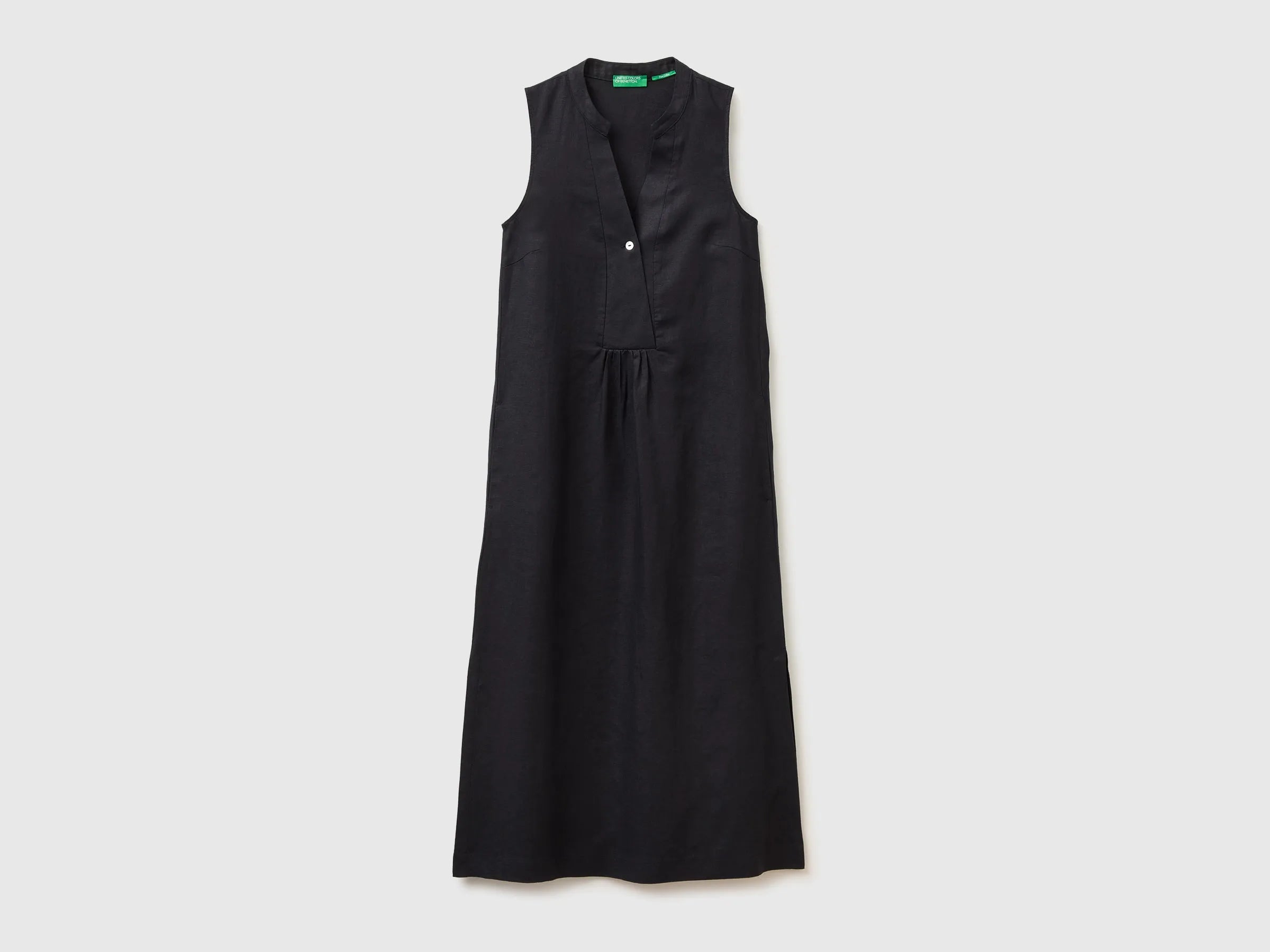 Benetton Black Women Long Dress 100% Linen SKU: 4AGHDV0CD_100 Image 01