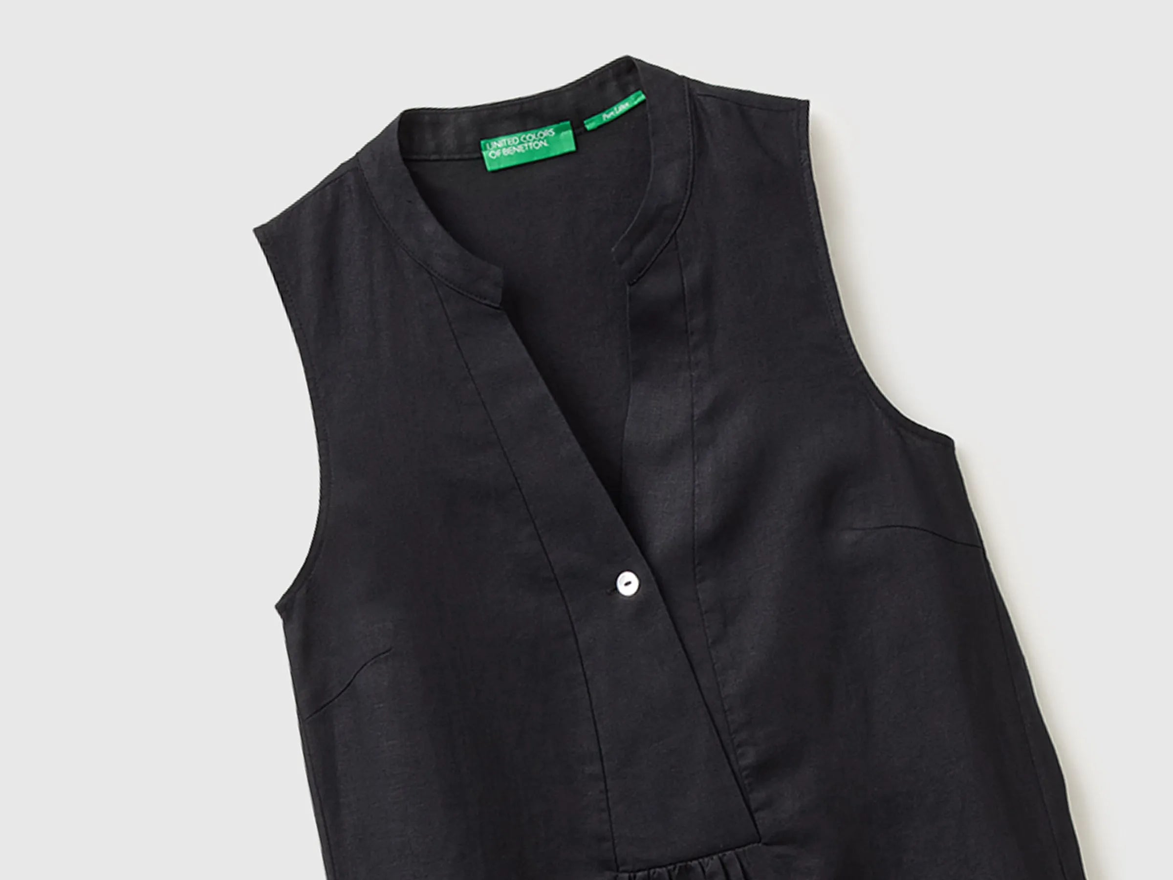 Benetton Black Women Long Dress 100% Linen SKU: 4AGHDV0CD_100 Image 03