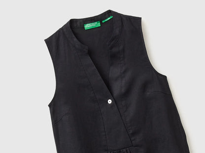 Benetton Black Women Long Dress 100% Linen SKU: 4AGHDV0CD_100 Image 03