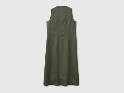 Benetton Military green Women Long Dress 100% Linen SKU: 4AGHDV0CD_20W Image 02