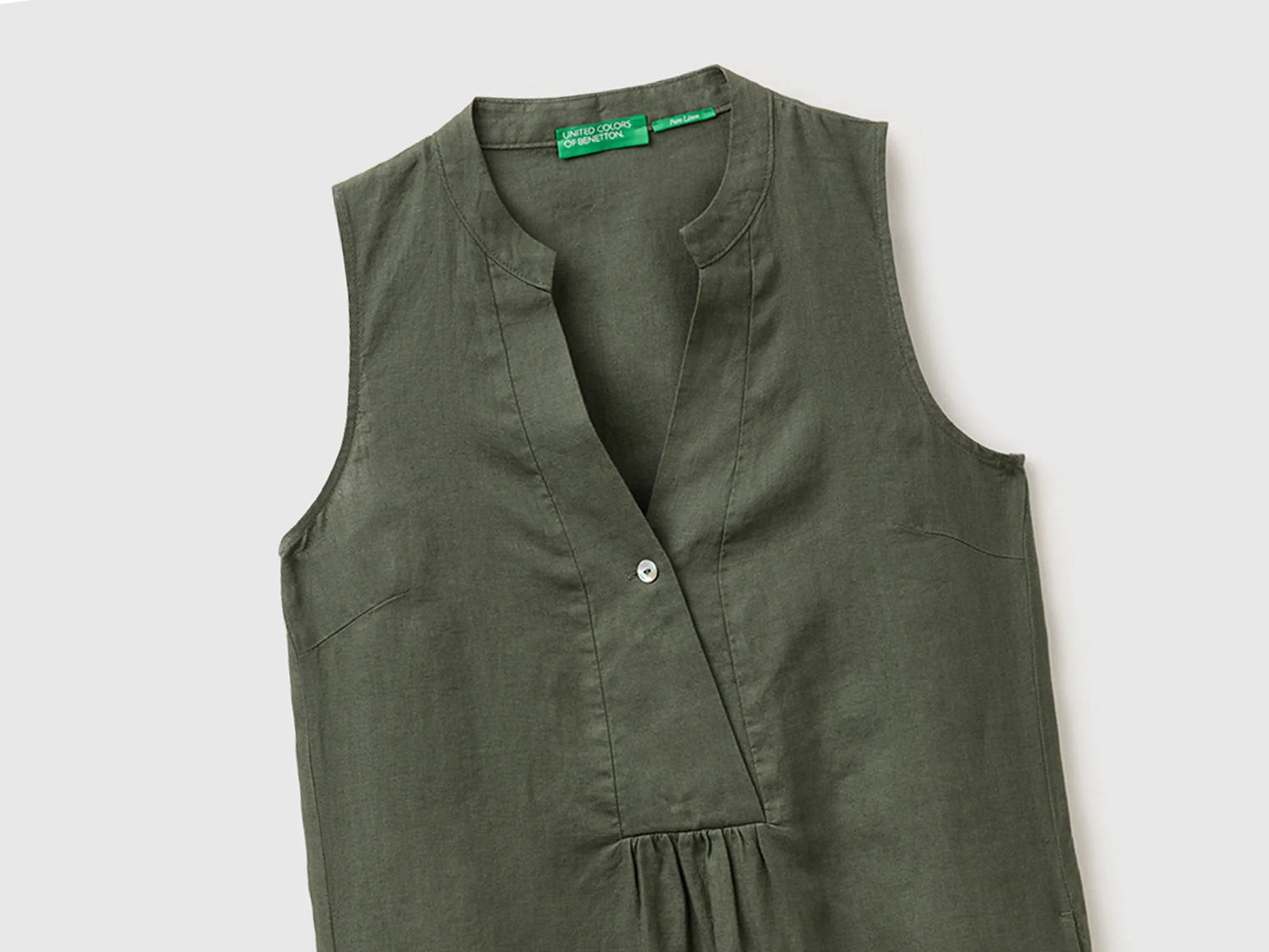 Benetton Military green Women Long Dress 100% Linen SKU: 4AGHDV0CD_20W Image 03