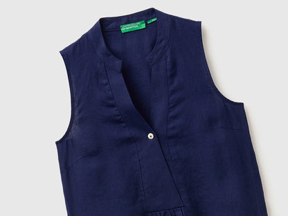 Benetton Dark blue Women Long Dress 100% Linen SKU: 4AGHDV0CD_252 Image 03