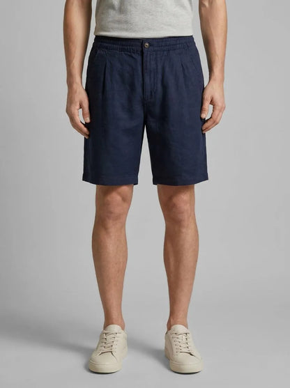 Benetton Dark Blue Men Bermuda Shorts with Drawstring in Pure Linen SKU: 4AGHU900Z_016 Image 00