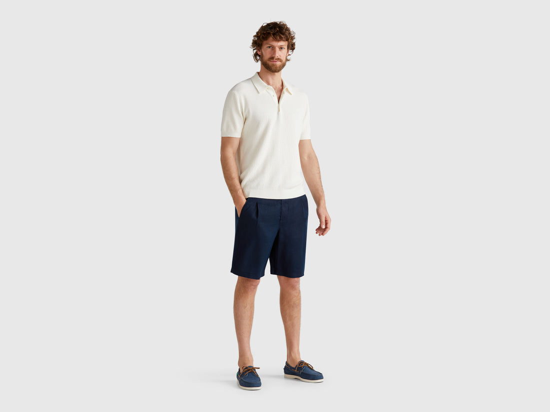 Benetton_Bermuda Shorts with Drawstring in Pure Linen_4AGHU900Z_016_01