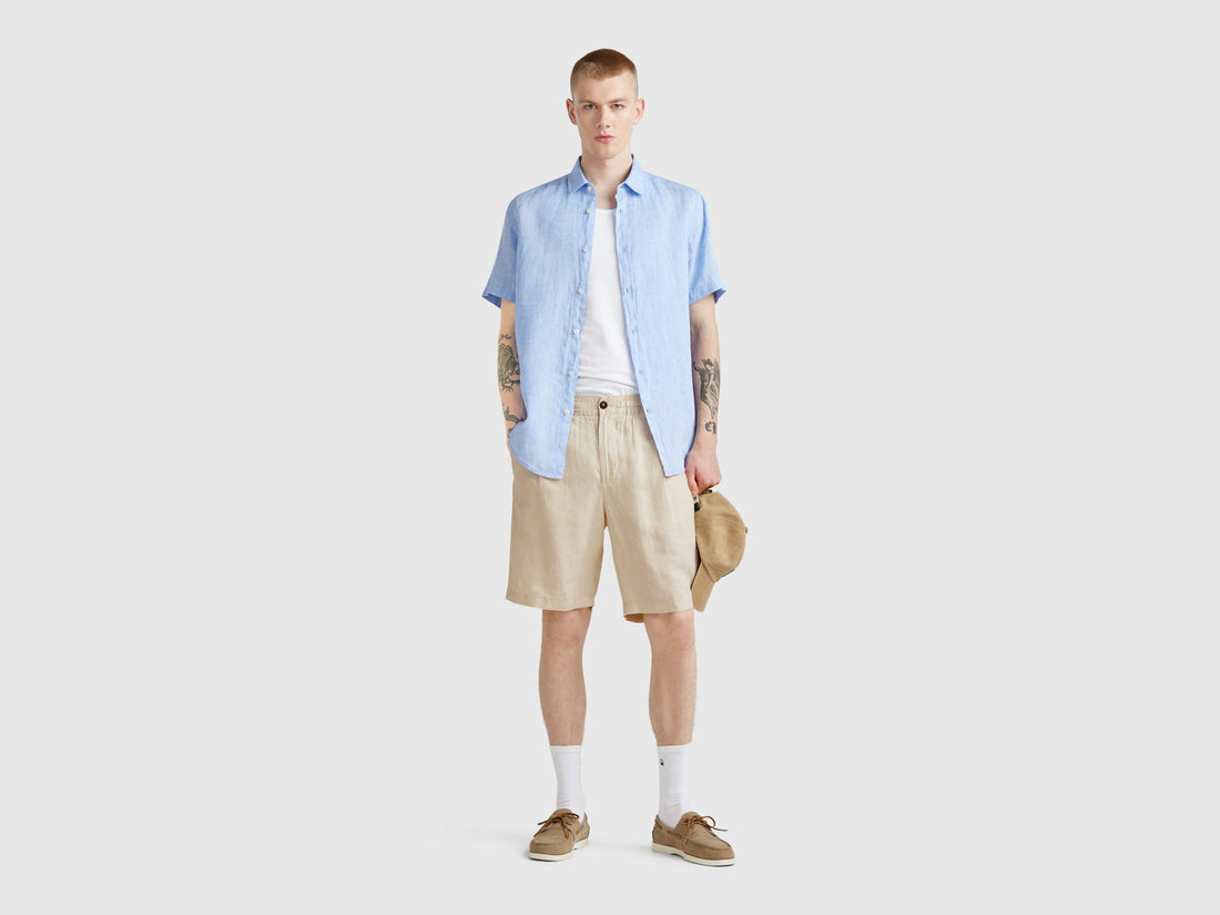 Benetton_Bermuda Shorts with Drawstring in Pure Linen_4AGHU900Z_152_01