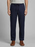 Benetton Dark Blue Men Trousers in Pure Linen with Drawstring SKU: 4AGHUF00M_016 Image 00