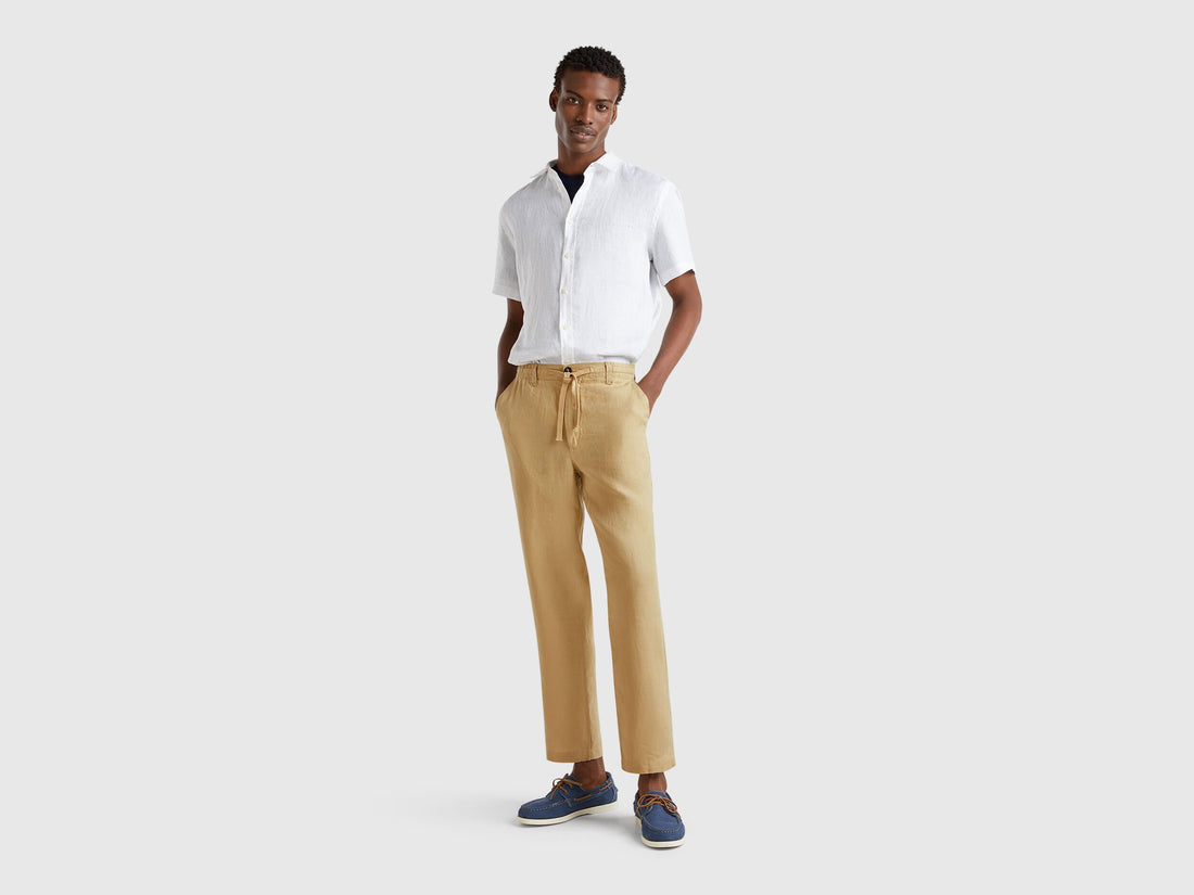Benetton_Trousers in Pure Linen with Drawstring_4AGHUF00M_393_01