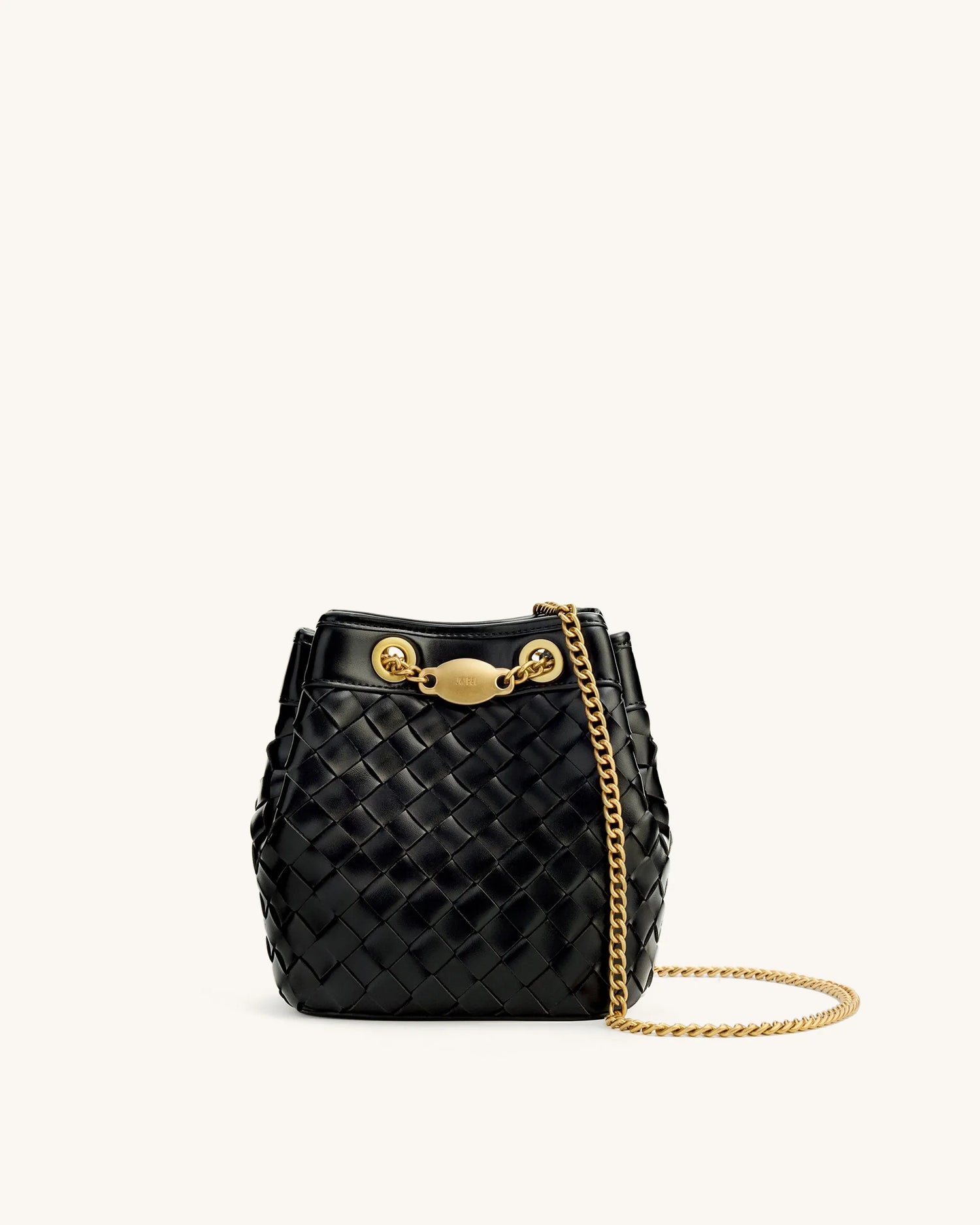 JW PEI Black Women Yara Hand-Woven Bucket Bag - Black SKU: 4B48-1_Black Image 01
