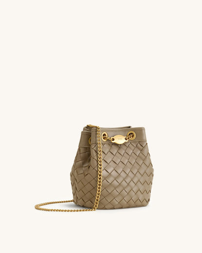 JW Pei Taupe Women Yara Hand-Woven Bucket Bag SKU: 4B48-31_Taupe Image 02