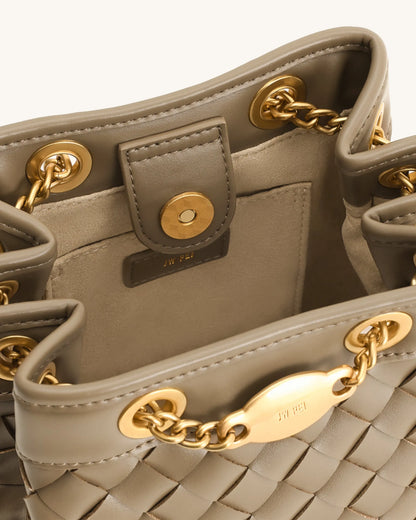 JW Pei Taupe Women Yara Hand-Woven Bucket Bag SKU: 4B48-31_Taupe Image 04