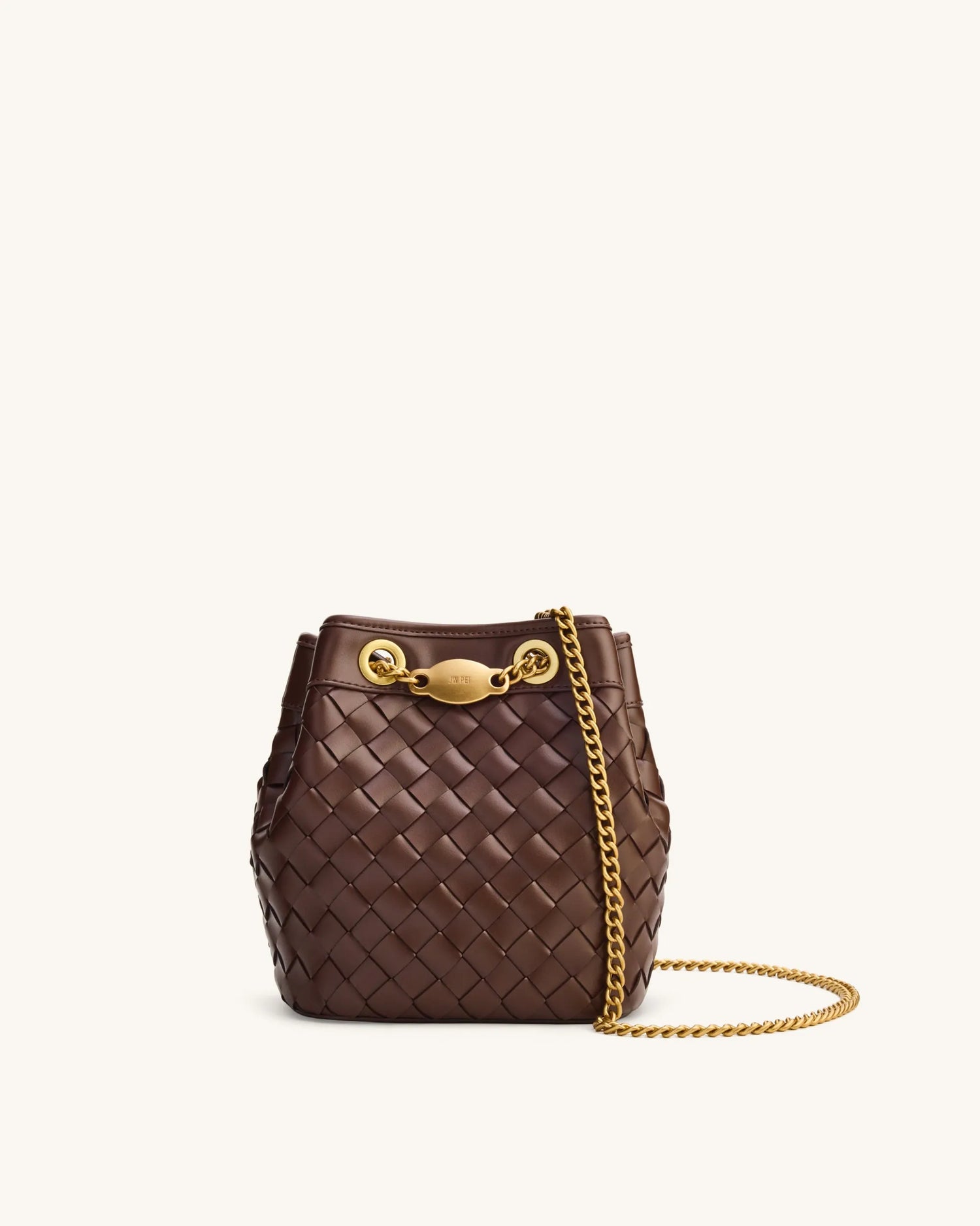JW PEI Dark Brown Women Yara Hand-Woven Bucket Bag - Dark Brown SKU: 4B48-3_Dark Brown Image 01