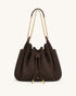 JW Pei Dark Brown Women Rowan Faux Suede Quilted Chain Bucket Bag SKU: 4B73-30_Dark Brown Image 01