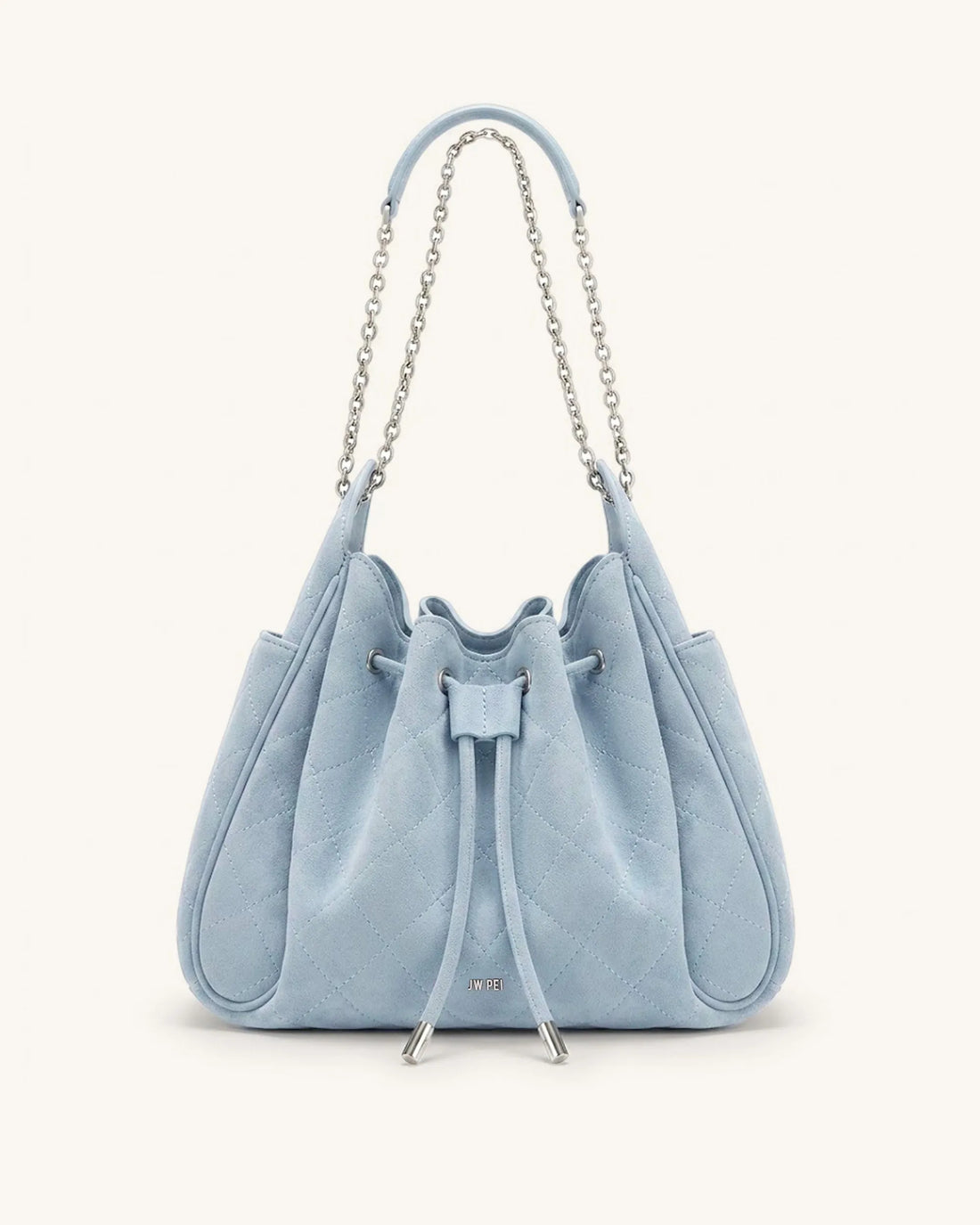 JW Pei Blue Women Rowan Faux Suede Quilted Chain Bucket Bag SKU: 4B73-5_Blue Image 01