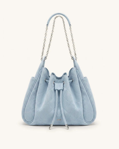 JW Pei Blue Women Rowan Faux Suede Quilted Chain Bucket Bag SKU: 4B73-5_Blue Image 01