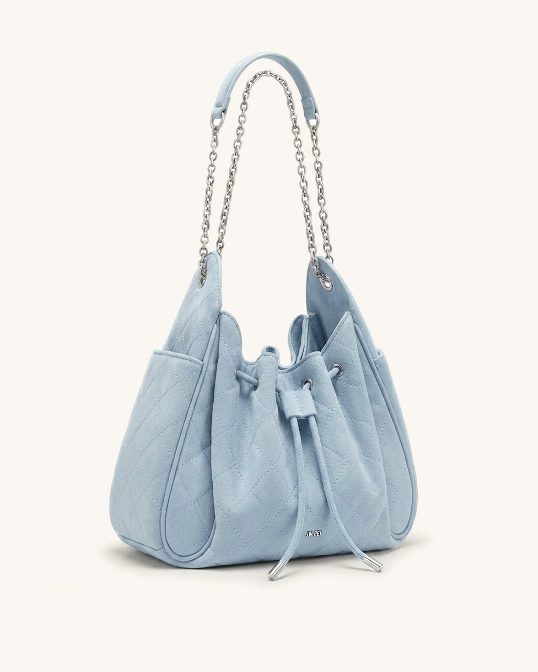 JW Pei Blue Women Rowan Faux Suede Quilted Chain Bucket Bag SKU: 4B73-5_Blue Image 02