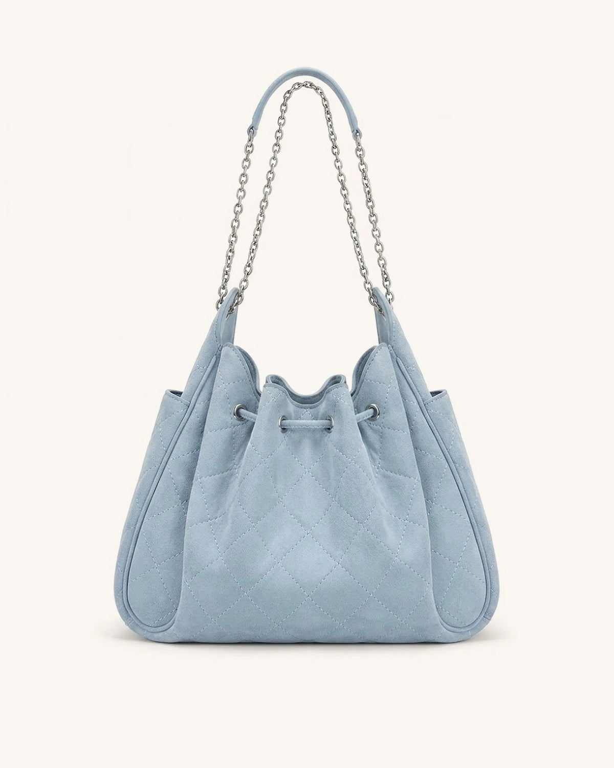 JW Pei Blue Women Rowan Faux Suede Quilted Chain Bucket Bag SKU: 4B73-5_Blue Image 03