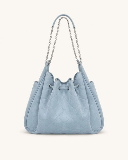 JW Pei Blue Women Rowan Faux Suede Quilted Chain Bucket Bag SKU: 4B73-5_Blue Image 03