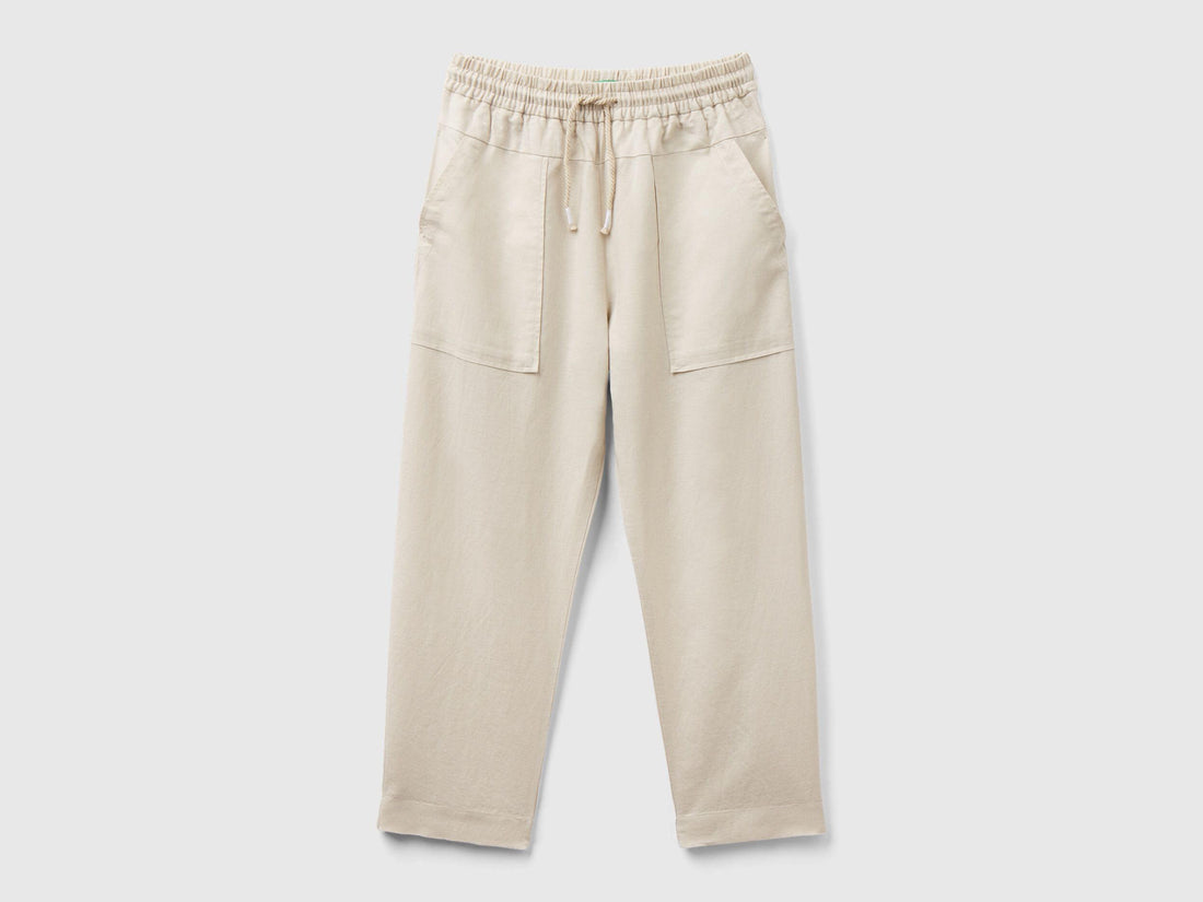 Trousers In Linen Blend With Drawstring_4BE7CF02Y_152_01