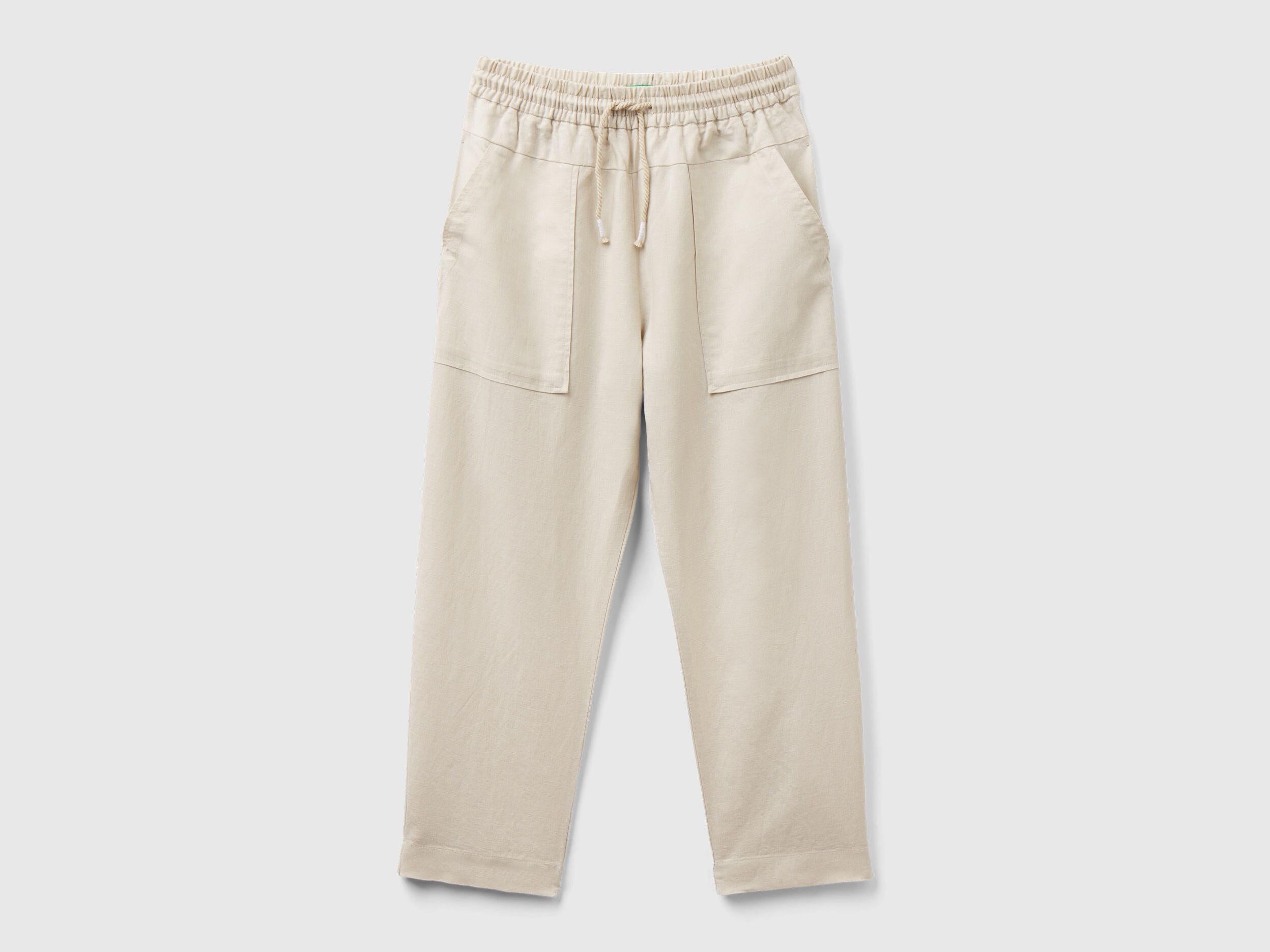 Trousers In Linen Blend With Drawstring_4BE7CF02Y_152_01