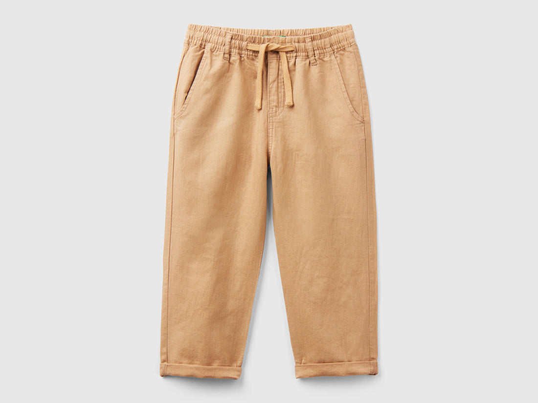 Trousers In Linen Blend With Drawstring_4Be7Gf01H_193_01