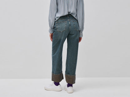 Benetton Blue Women Jeans with Cuffs SKU: 4D4BDE039_901 Image 03