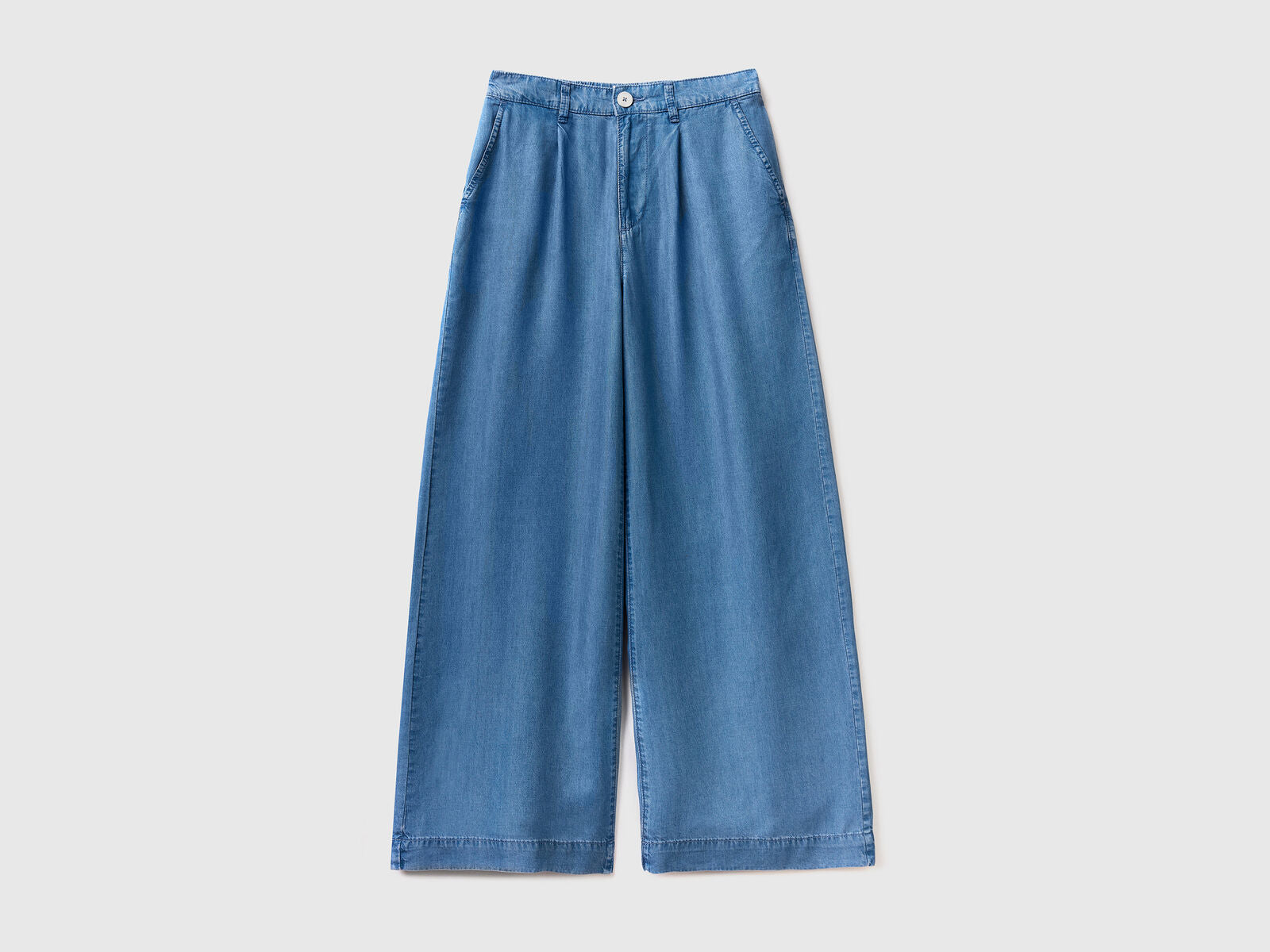 Wide Leg Trousers In Chambray