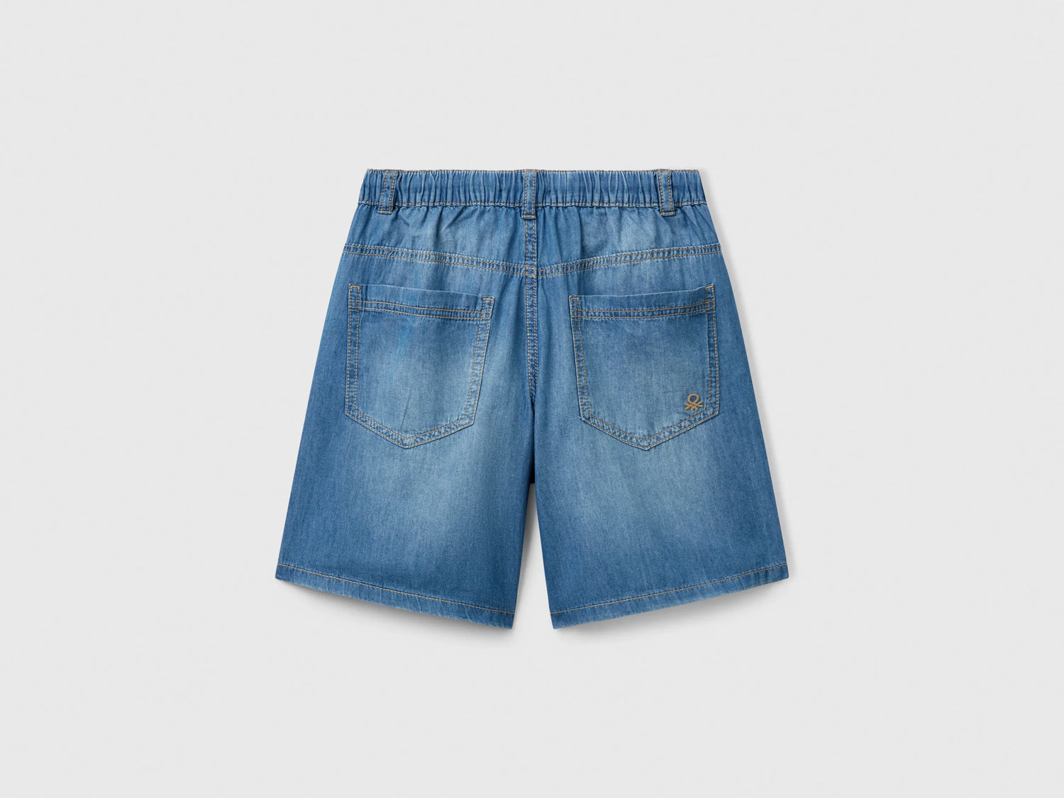 Benetton Blue Boys Bermuda Shorts in Chambray SKU: 4DHJC9047_901 Image 02