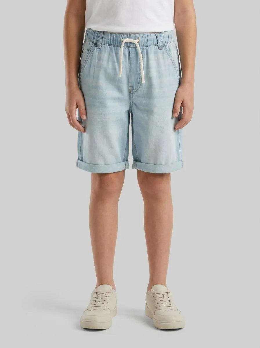 Benetton Sky Blue Boys Bermuda Shorts in Chambray SKU: 4DHJC9047_902 Image 00