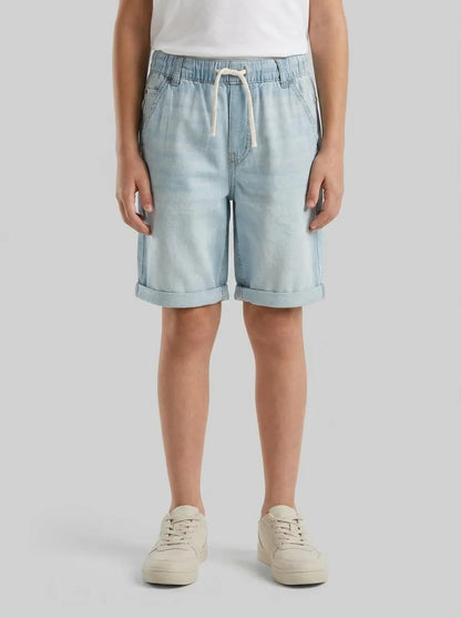 Benetton Sky Blue Boys Bermuda Shorts in Chambray SKU: 4DHJC9047_902 Image 00