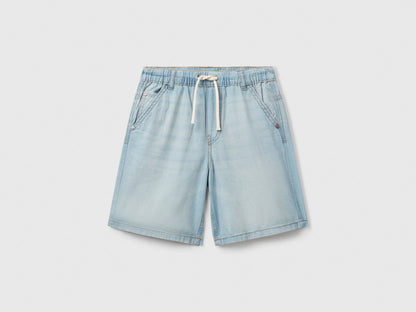 Benetton Sky Blue Boys Bermuda Shorts in Chambray SKU: 4DHJC9047_902 Image 01