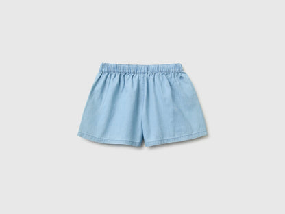 Benetton Blue Girls Chambray Shorts SKU: 4DHJC904X_903 Image 02